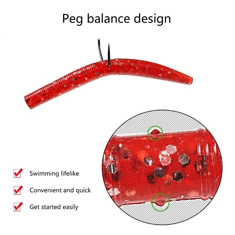 30Pcs Soft PVC Stick Baits Artificial Soft Fishing Lures With Salt Plastic Earthworm Fishing Baits Fishing Accessories