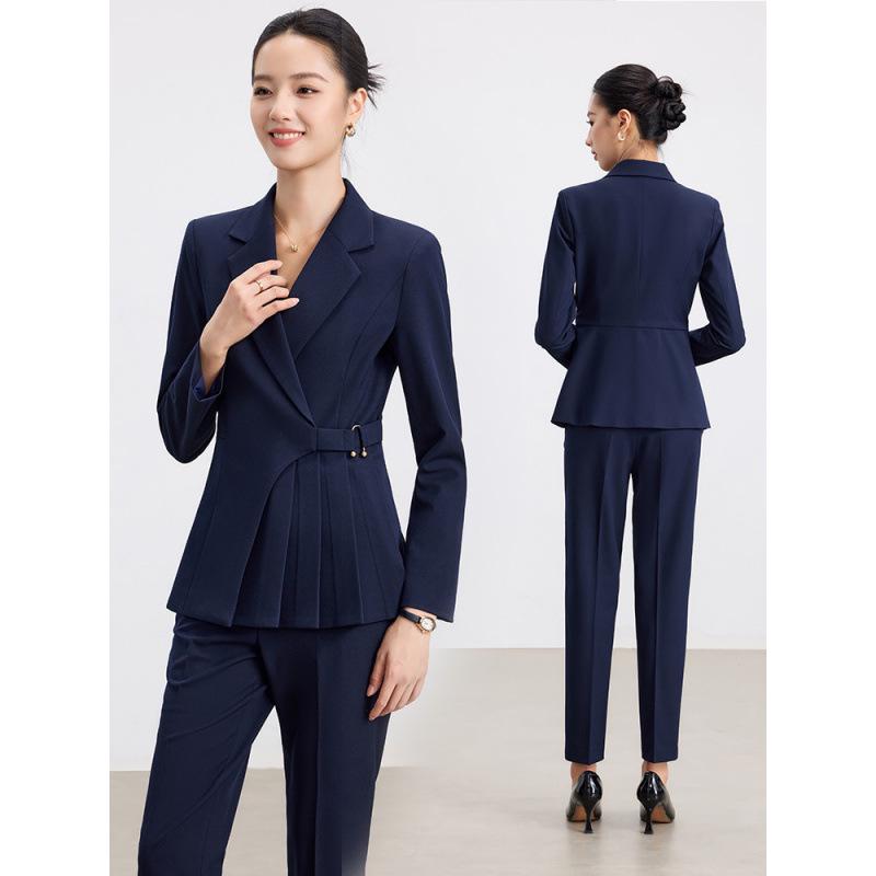 Women's Gray Suit Set: Autumn Professional Receptionist & Salon Workwear