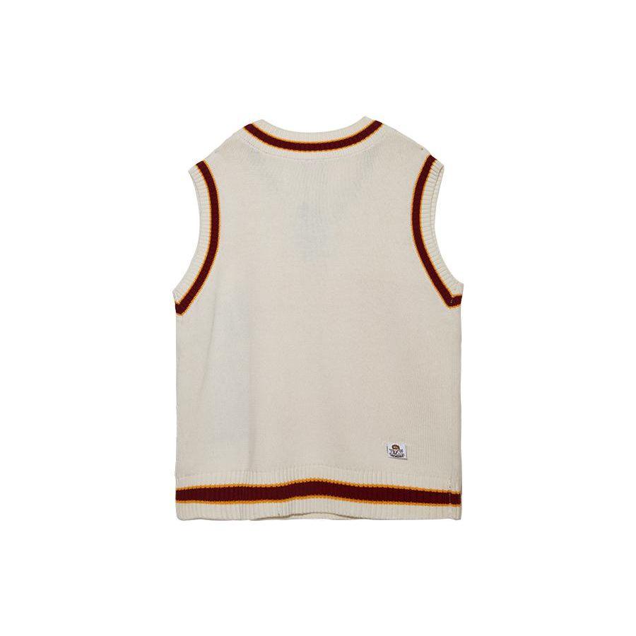 New Era V-Neck Striped Vest Unisex Vests Ivory 13350808