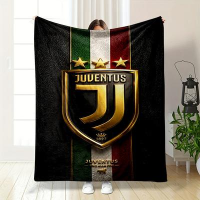 Juventus Logo Bedroom Blanket Design Printed Flannel Blanket for Bedroom, Living Room, Sofa, and Nap