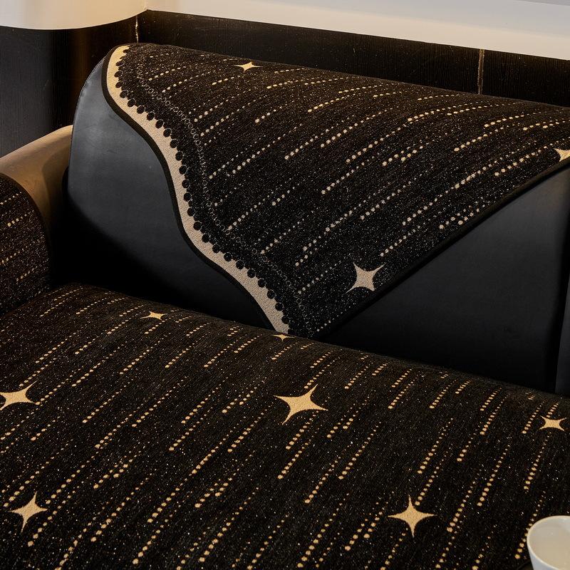 Special-Shaped Leather Sofa Pad  New Light Luxury High-End Straight Row Seat Cushion Fixed Non-Slip Sofa Cover Cover Cloth Towel