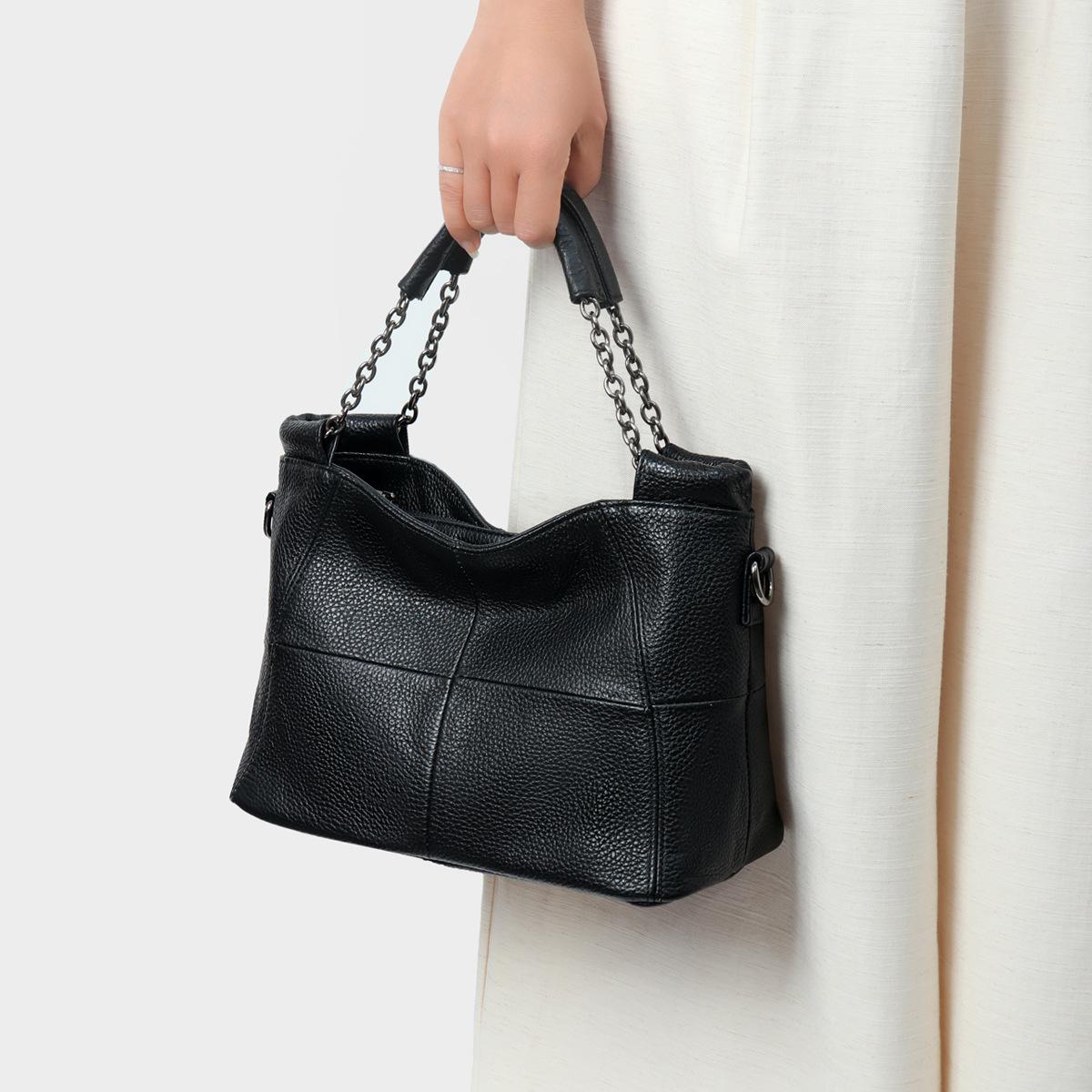 

Ручная женская сумка кроссбоди из натуральной кожи с ощущением высокого класса, одноплечная сумка-тоут большой вместимости для поездок на работу чёрный