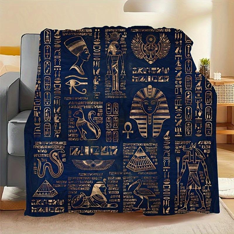 Ancient Egyptian mysterious symbols digital-printed polyester velvet flannel cover blanket Fleece soft cover blankets for beds