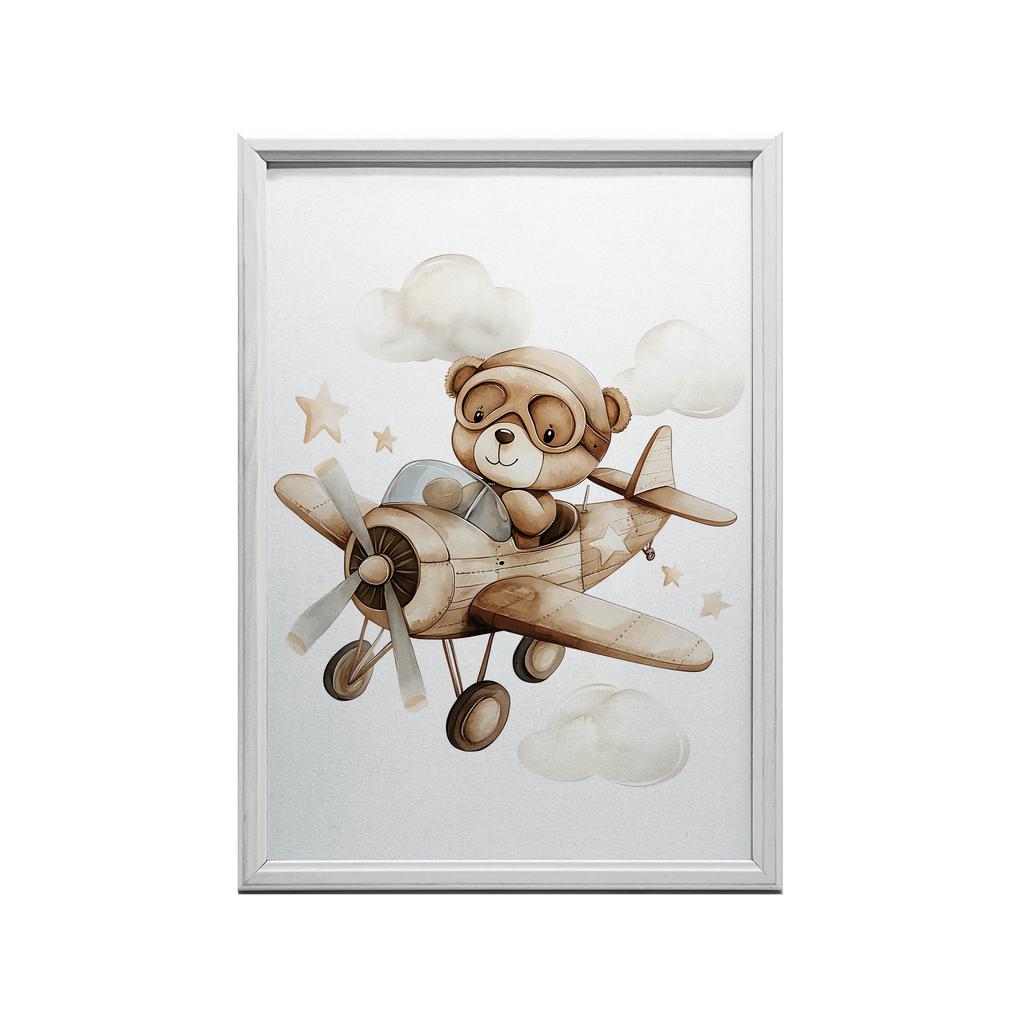 Plakat Latajacy Miś Plakat Latajacy Miś, 30X40 Cm, Rama Aluminiowa Złota, Papier Matowy 230 Gsm