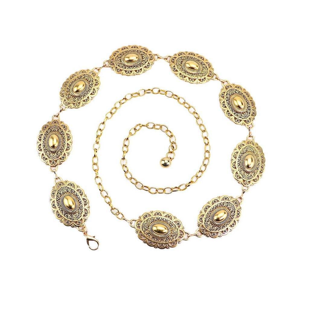 Vintage Elegant Metal Waist Chain - Ethnic Inspired, Fashionable Waist Accessory for Ladies