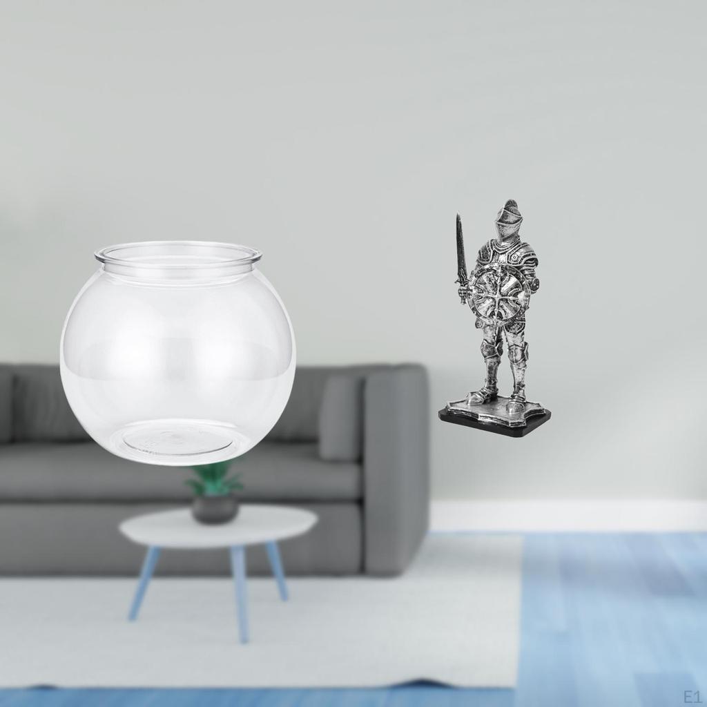 Crystal Clear Miniature Aquarium Bowl And Knight Figure Statue Creative Tabletop Ornament for Office
