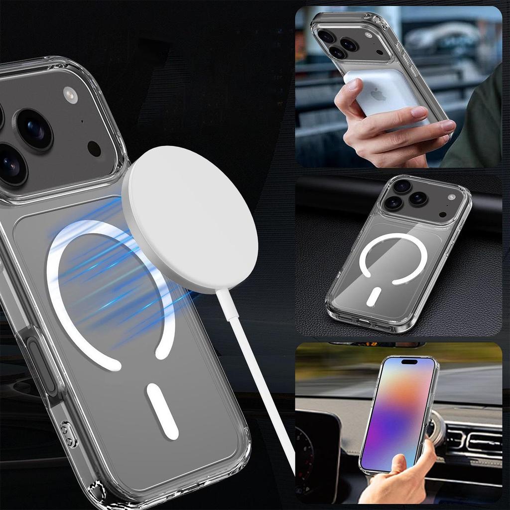 Transparent Magnetic Phone Case for Apple 17 Pro Max - Full Coverage, Drop Protection, and Wireless Charging Compatible