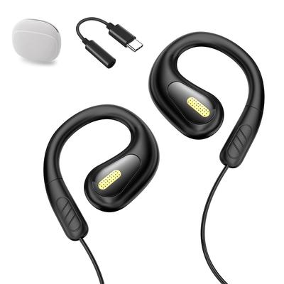 Latest Improvement 2.0 Wired Earphones 3.5mm Jack Open Ear Headphones Hook Microphone Type C Converter Adapter Storage Pouch Evolved from Bone iPhone