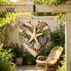 Natural Jute Rope Wall Art Rustic Coastal Heart Shape Hanging Ornament with LED Light, Distressed Farmhouse Pendant Driftwood Sign Wood Beads