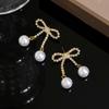 High-End Elegant Bow Pearl Stud Earrings