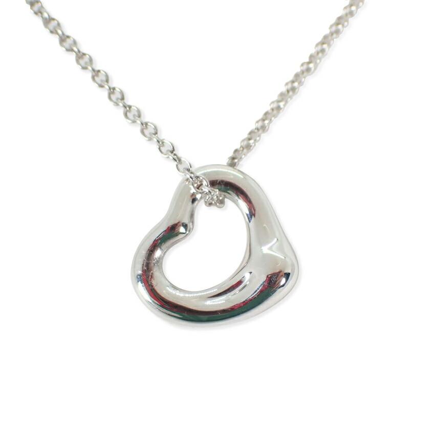 Pre-owned Tiffany & Co. Silver 925 Open Heart Pendant Necklace J79-3