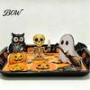 Desktop Halloween Ornament 3Pcs Decoration, Resin Micro Landscape Miniature Figurines, Cute Ghost Store Holiday Display Decor Pumpkin Fairy Garden for