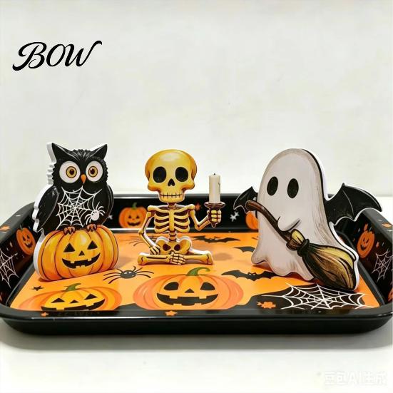 Desktop Halloween Ornament 3Pcs Decoration, Resin Micro Landscape Miniature Figurines, Cute Ghost Store Holiday Display Decor Pumpkin Fairy Garden for