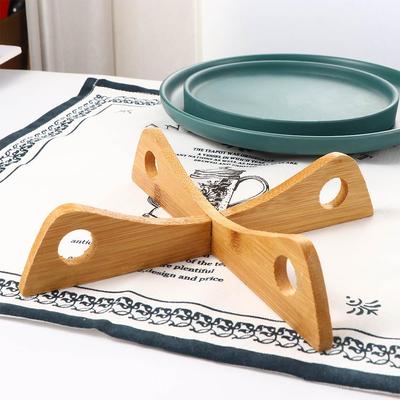 Cteative Insulation Cross Holder Bamboo Heat Resistant Placemat Pan Stand Pot Trivet Cooling Rack