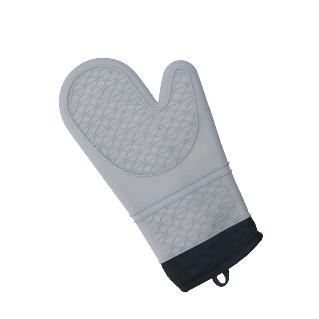 Silicone Oven Gloves Microwave Oven Gloves Heat Resistant Baking Antiscald Thickened Baking Gloves Gray
