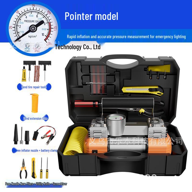150W Dual Cylinder Car Air Pump - Automatic Stop High-Pressure Inflatable for Tires