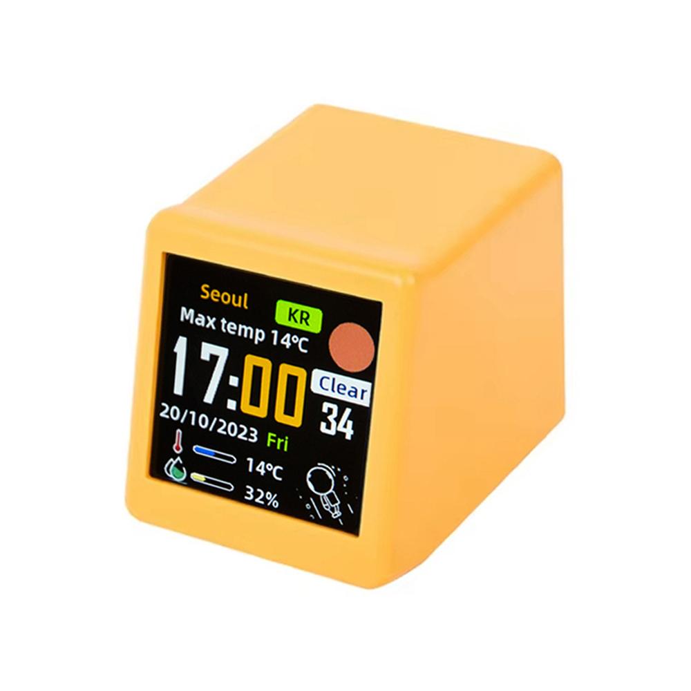 

Маленькая портативная умная метеостанция с Wi-Fi, дисплей, погода, температура, влажность, время, будильник, украшение для рабочего стола жёлтый