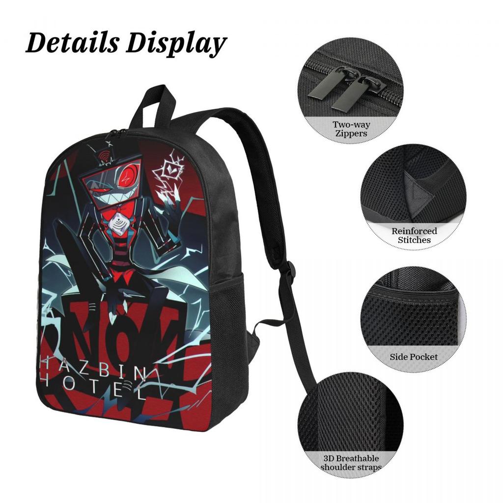 3Pcs Hazbins Hotels Theme Backpack Set for Girls Boys Pen Bags Bookbag Sets with Lunch Box For Primary School Students Knapsack