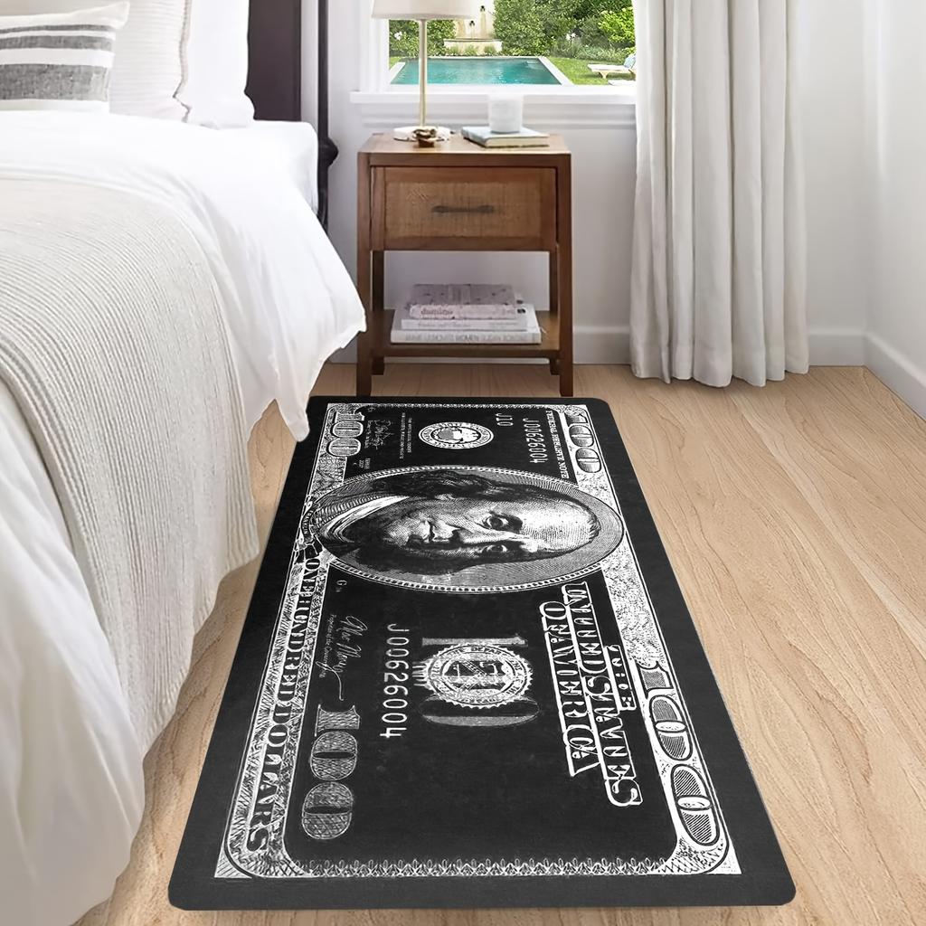 Banknote Pattern Flannel Carpet For Living Room Non-Slip Floor Mat For Game Room Bedroom Corridor Carpet Home Decoration