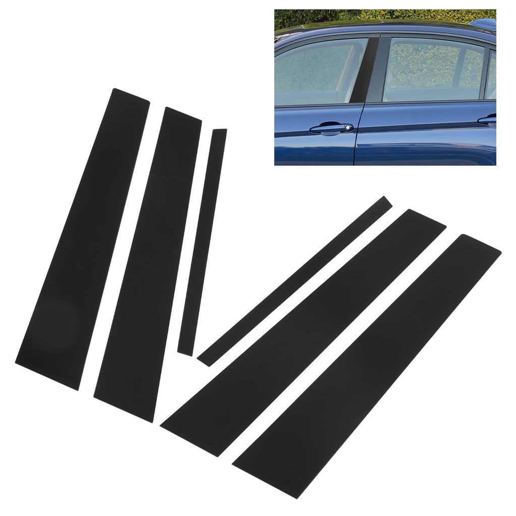 Door Window Pillar Trim, 6PCS Door Window B C Pillar Cover Trim Front Outer Door Molding Replacement Driver and Passenger Side Compatible W