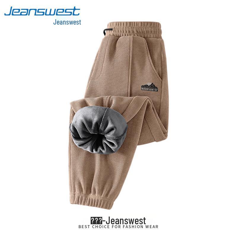 Jeanswest Men's Plush-Lined Corduroy Chenille Loose-Fit Tapered Casual Pants