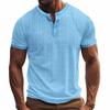 Mens Casual Breathable Loose Short Sleeve Henley Summer T Shirt