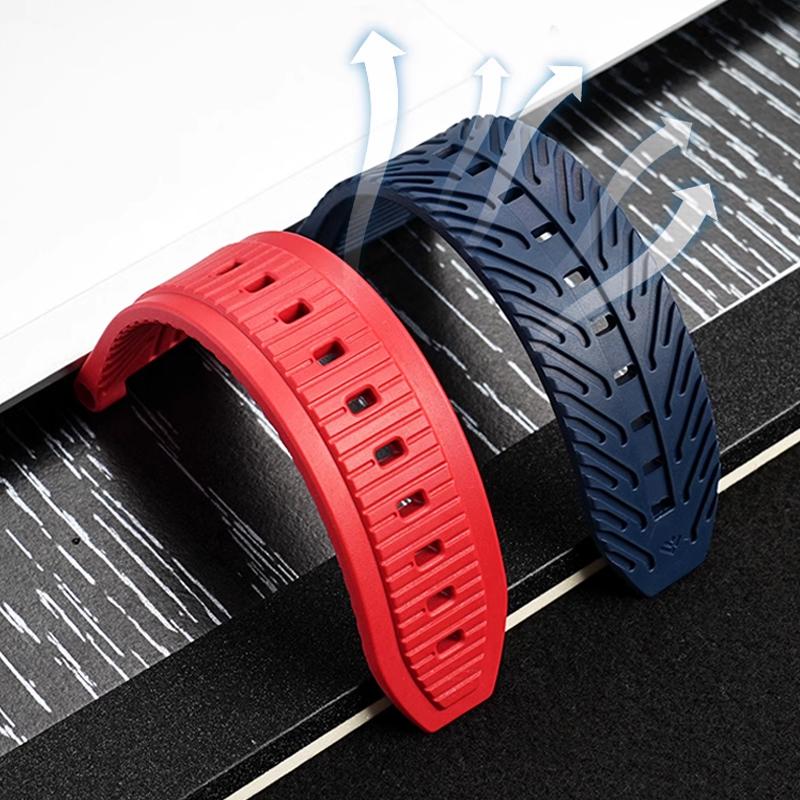 High Quality Rubber Watch Strap For TISSOT 1853 T141 Series T141.417A Silicone Strap Concave Design 24mm Waterproof Wristband