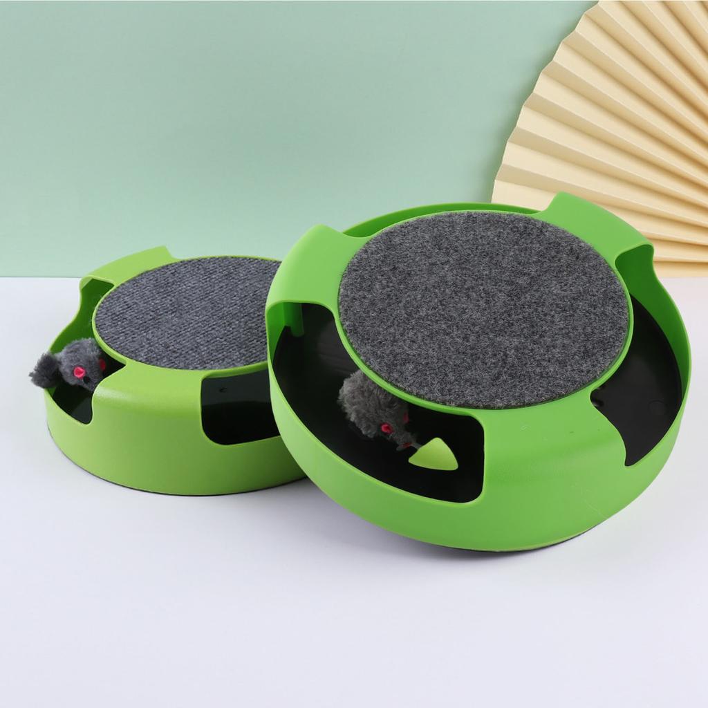 Catch Mouse Motion Cat Toy Interactive Fun Puzzle Rotating Cat Mouse Chase Toys with Scratching Pad for Cats Kittens