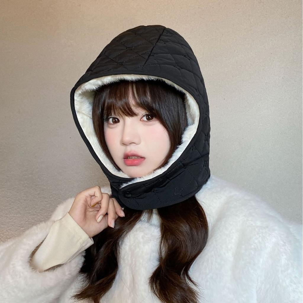 Cute Little Bear with Double sided Women's Plush New Korean Version Knitted Versatile Warm Ear Protection Thickened Fashionable Hat