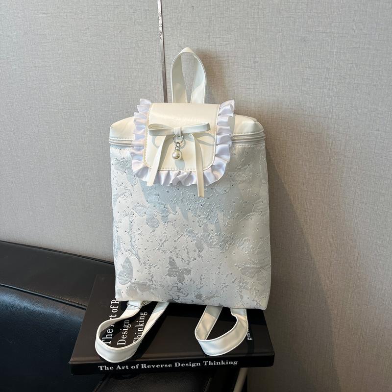 Bow Girl Backpack New Literary Small Fresh College Style Lace Small Backpack