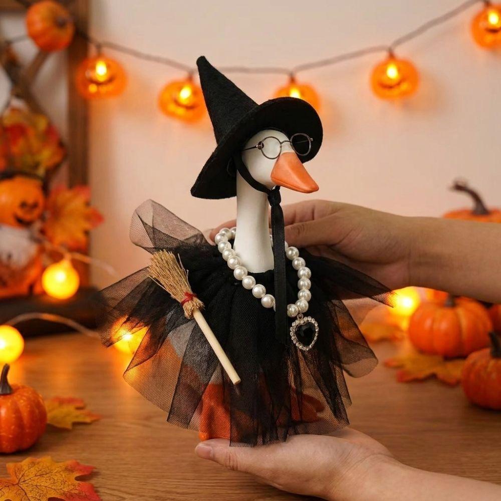 Dark Style Goose Witch Dress Up Costume Porch Goose Witch Scene Prop Halloween Party