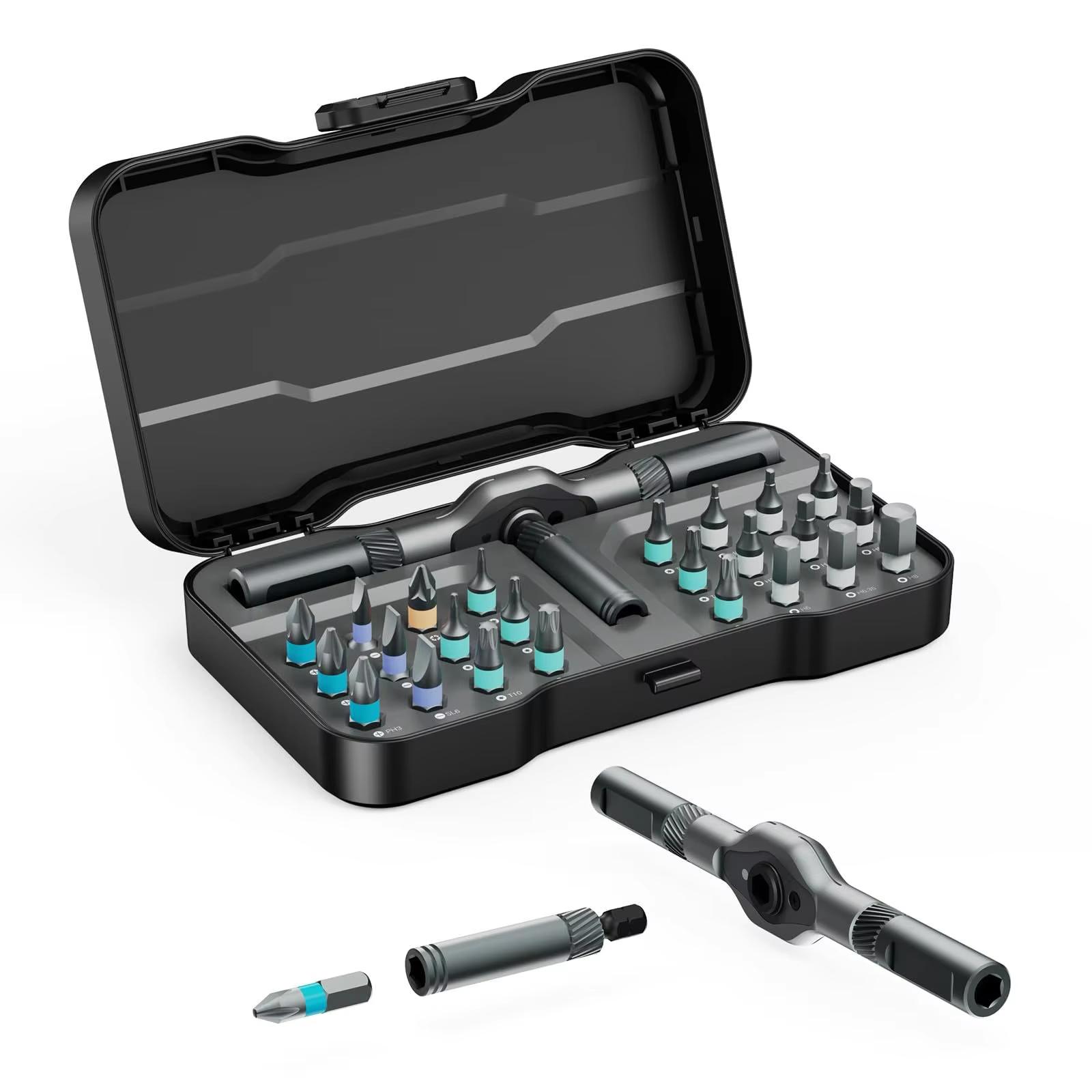 24 in 1 Outdoor Compact Box Set Sports Bicycle Daily Tool Set Multifunctional Screw Portable Tool (black,Magnetic Screwdriver Tool Kit&25) чёрный