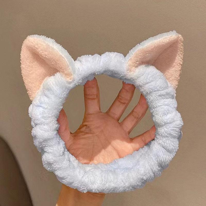 Cute Bow Antler Ears Coral Fleece Soft Warm Headband For Women Girl Washing Face Makeup Bath Head Wrap Hairband Hair Accessories