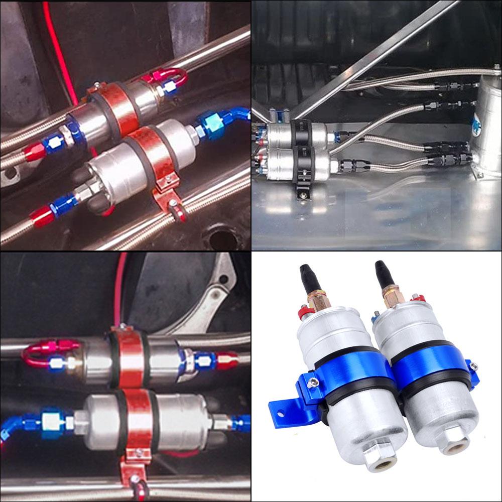 JKdreamer Dual Twin Fuel Pump Mount Bracket 60MM Fuel Filter Clamp 60mm Cradle For Car Modified TK-CA747K2