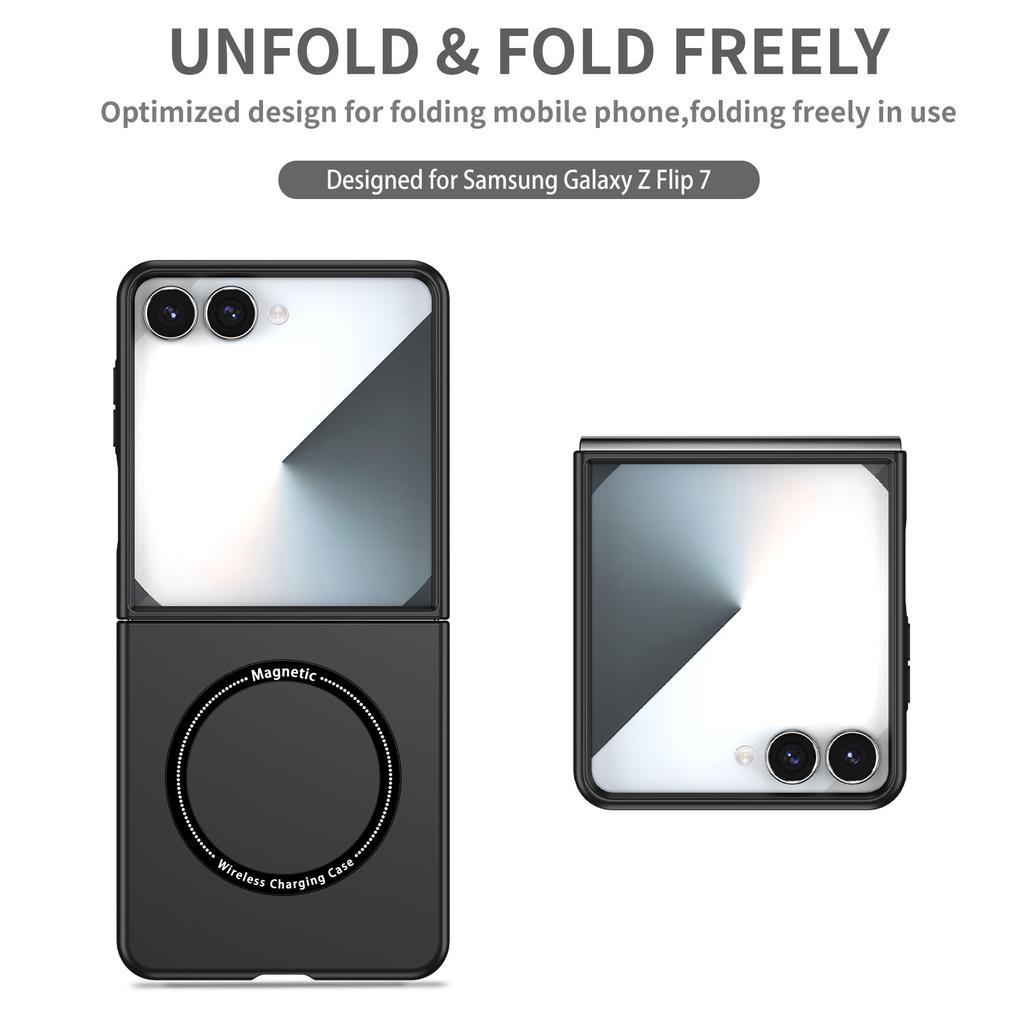Skin Smooth Case for Samsung Galaxy Z Flip 8 ZFlip 7 6 5 4 3 Lens Protection Magnetic Wireless Charging Anti-Scratch Hard Cover
