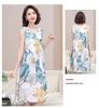 Plus Size Sleeveless Cotton Rayon Dress for Middle-Aged Women