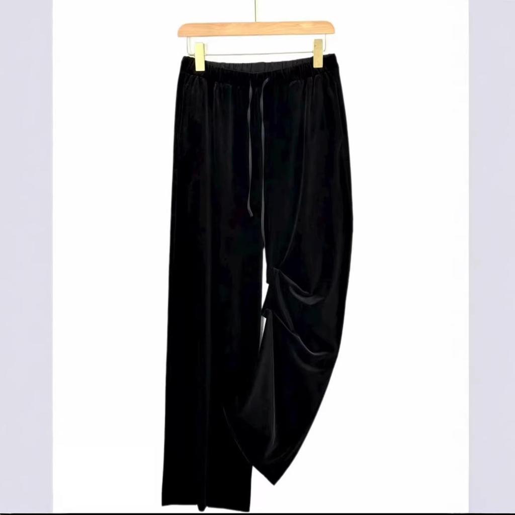 Women's High-Waist Golden Velvet Wide Leg Pants - Spring/Summer 2026 Collection