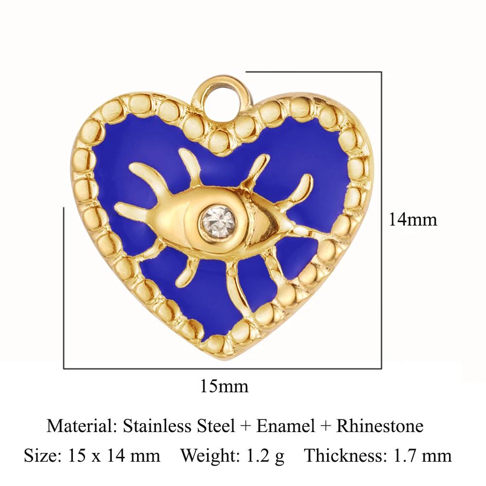 Sun Evil Eye Mirror Polished 316 Stainless Steel DIY Charm Moon Hamsa Hand Zircon Jewelry Star Heart Necklace Pendant