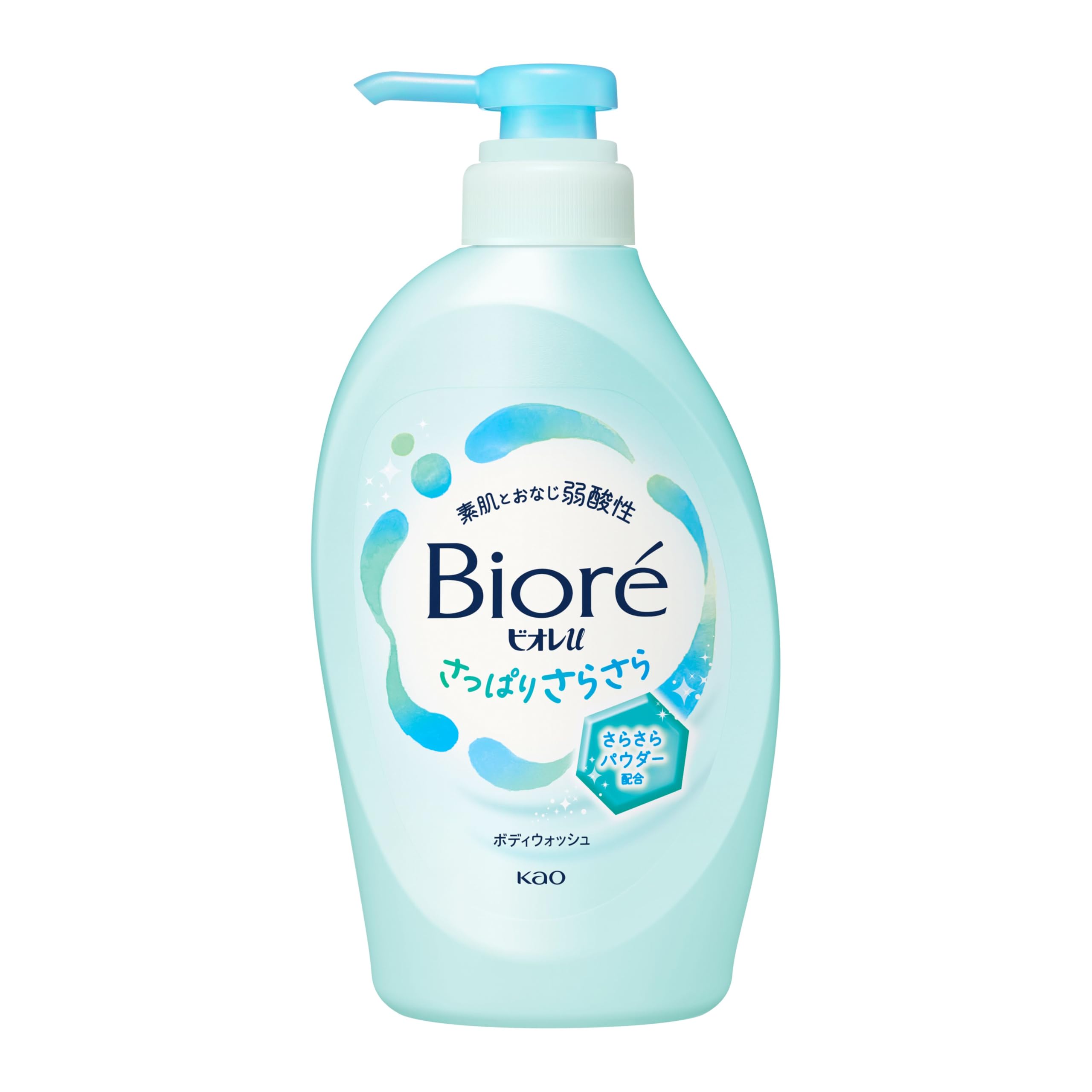 Biore U Sapone per il Corpo Rinfrescante & Levigante con Pompa 450ml - Leggermente Acido, Sicuro per la Pelle del Bambino