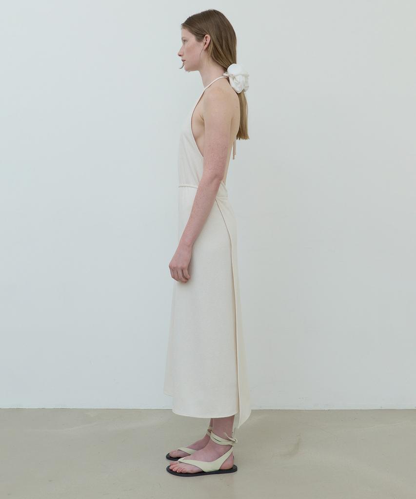 After Glow String Halterneck Wrap Dress_Ivory