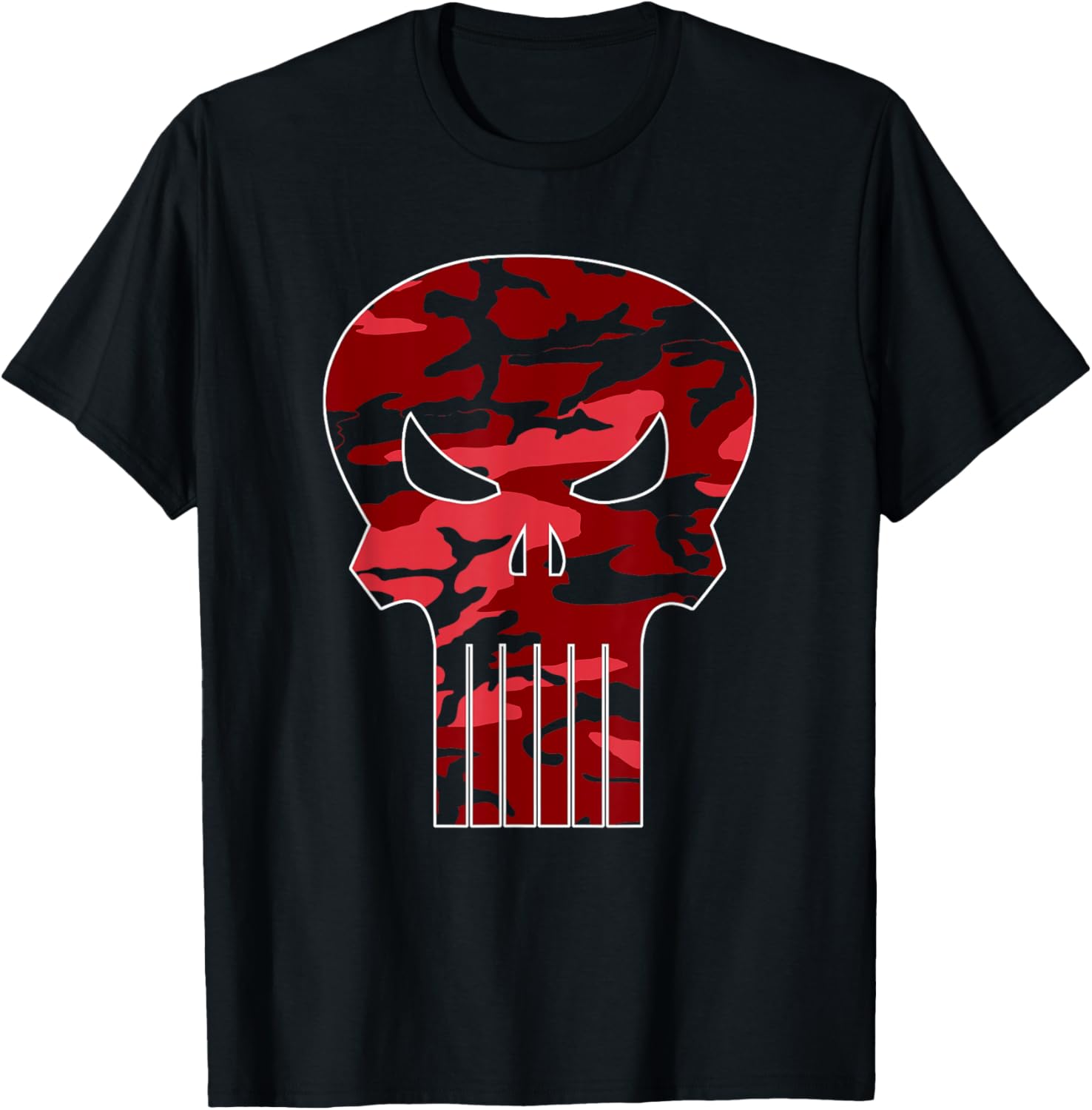 Marvel Punisher Red Camouflage Skull Vintage Chest Logo T-Shirt S