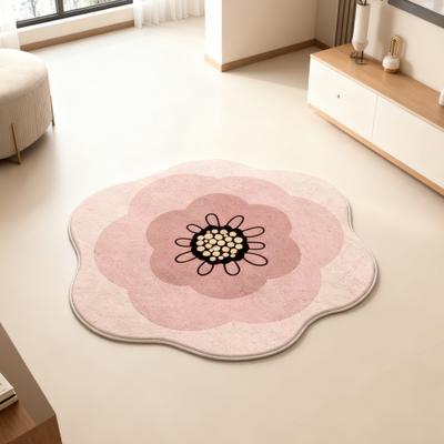 3D Blomster Områdetæppe Absorberende Hurtigttørrende Uregelmæssig Plys Blomstret Gulvmåtte Vaskbar Skridsikker Stue Soveværelse Badeværelse Køkken Dekoration Tæppe