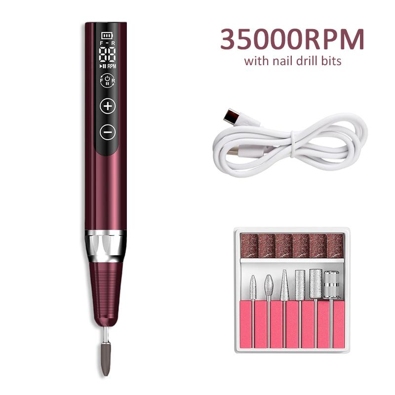 35000RPM Nail Drill Machine Cordless Electric Manicure Milling Cutter Set Portable Nail Files Sander Gel Polish Remover Tools