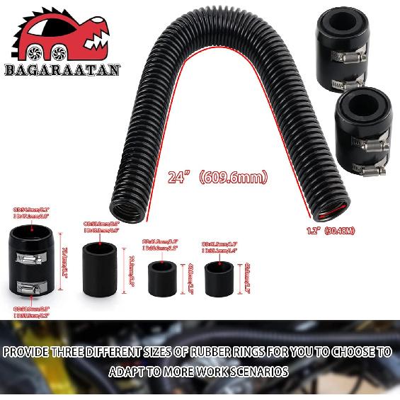 Universal 24" Flexible Radiator Hose Stainless Steel Universal Water Hoses Adapter Coolant Radiator Hose Kit Could be Used with 1-1/4", 1-1/2",