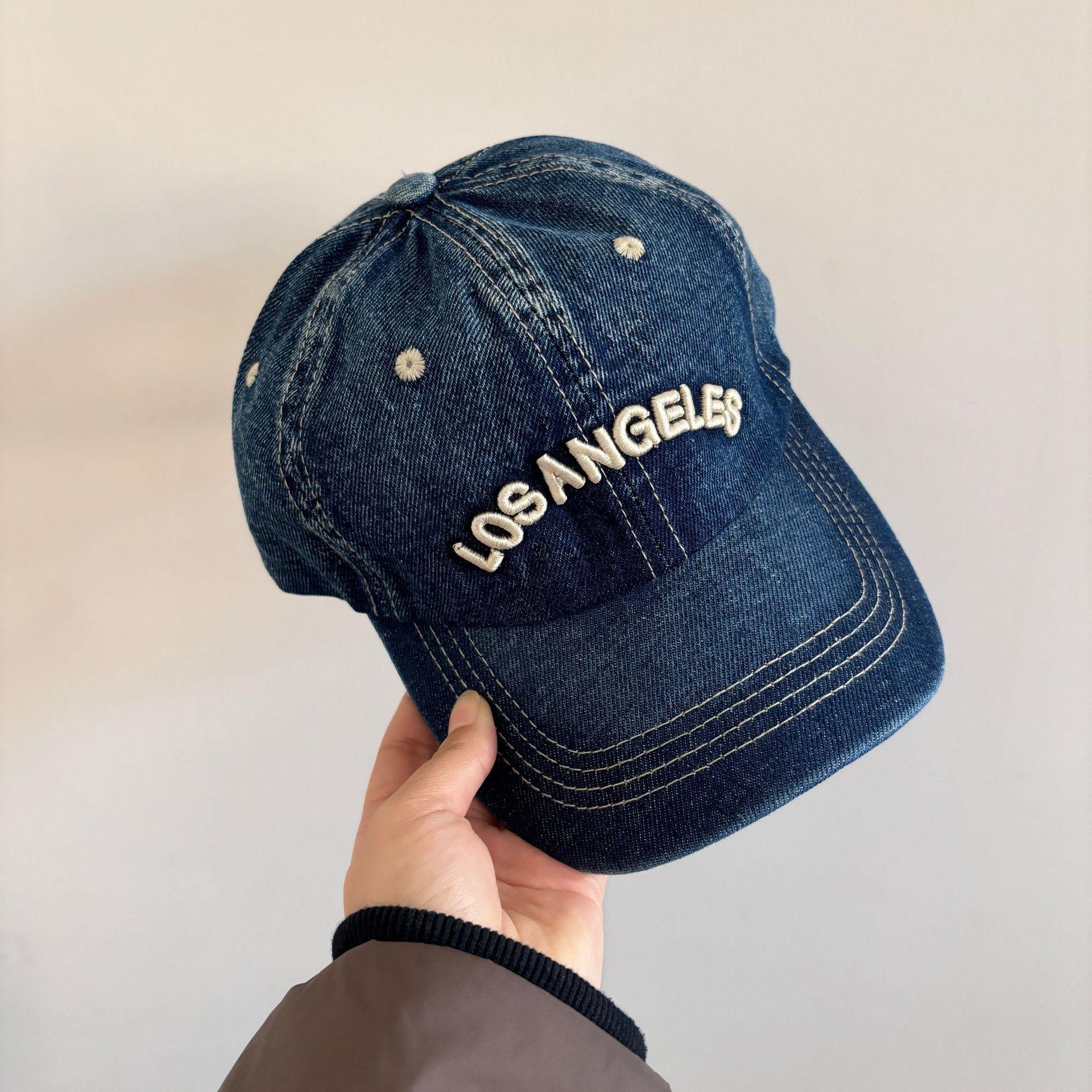 

Blue denim baseball cap women s summer 2025 new hat wide brim big head circumference show face small cap tide M（56-58cm） темно-синього кольору