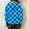 Women's Long Sleeve Pullover Hoodie with Plaid Print and Drawstring Casual Top