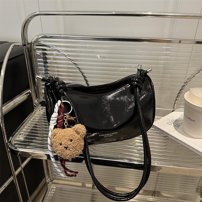 Color Solid Minimalist Letter Printed Women Casual Shoulder Bag Pendant With