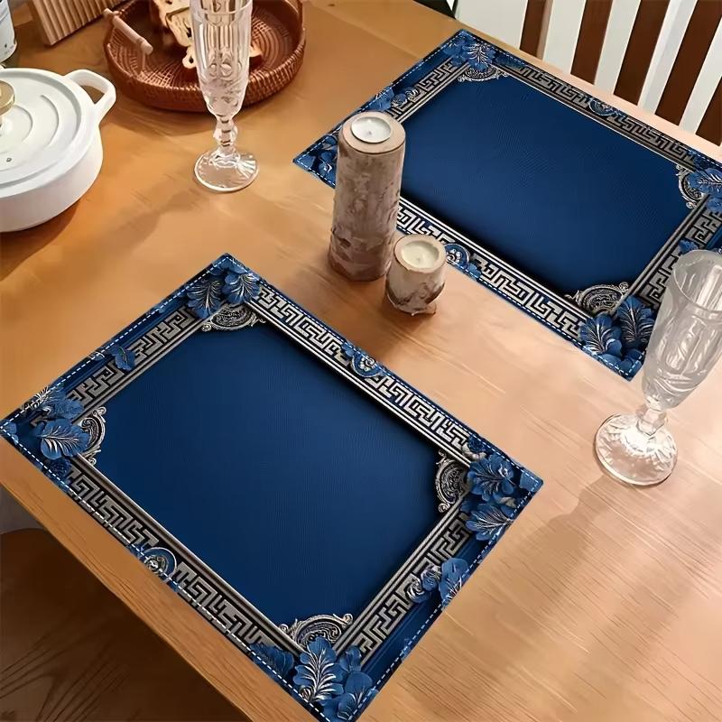 4 Peças Azul Profundo Luxo Leve Jogos Americanos Estilo Moderno e Simples Decoração de Casa Jogos Americanos Decoração de Mesa