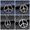 Big Peace Sign Pendant Necklace Simple Vintage Peace Symbol Pendant Necklace Metal Chain Long Chain Necklace