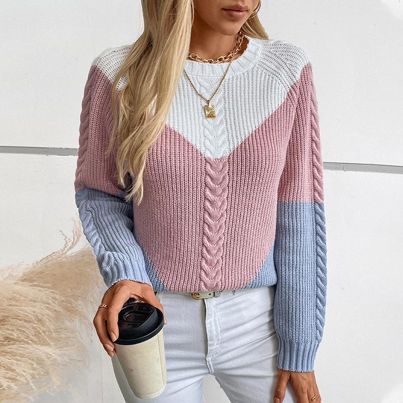 Maglione girocollo in maglia con maniche lunghe, stile vintage, autunno inverno, colore: Collisione